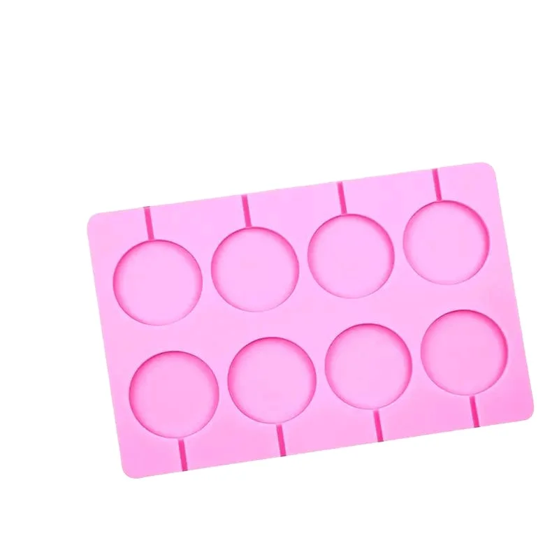 Youngs Silicone with Chocolate Hard Candy shape for soap/candle/food  Mold  hot selling 8 Cavity Round Silicone Lollipop Molds