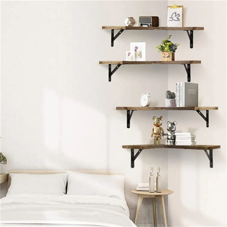 Hot sale handcrafted multifunction kitchen organizer rack wooden wall shelf