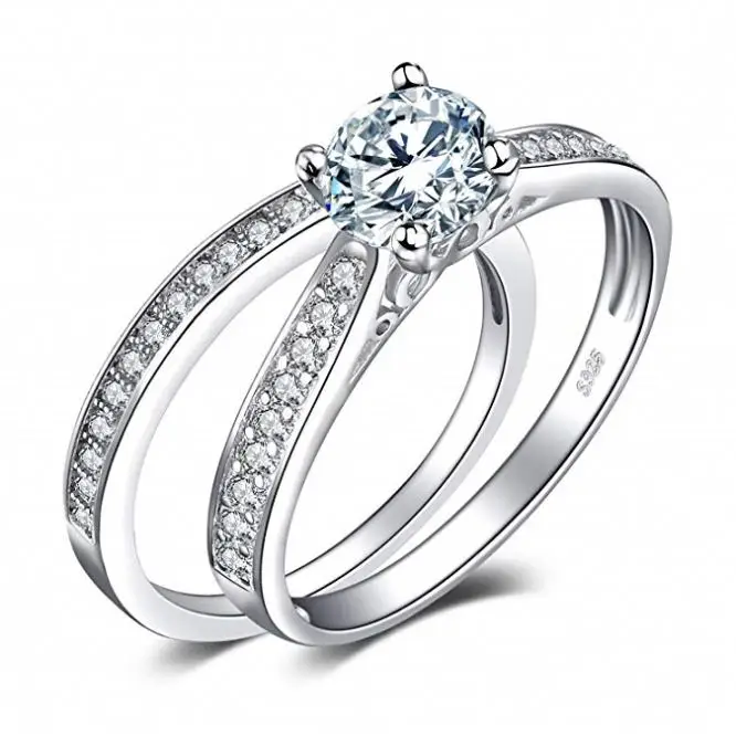  Fashion Jewelry Cubic Zircon Wedding Band Stackable 925 Sterling Silver Ring For