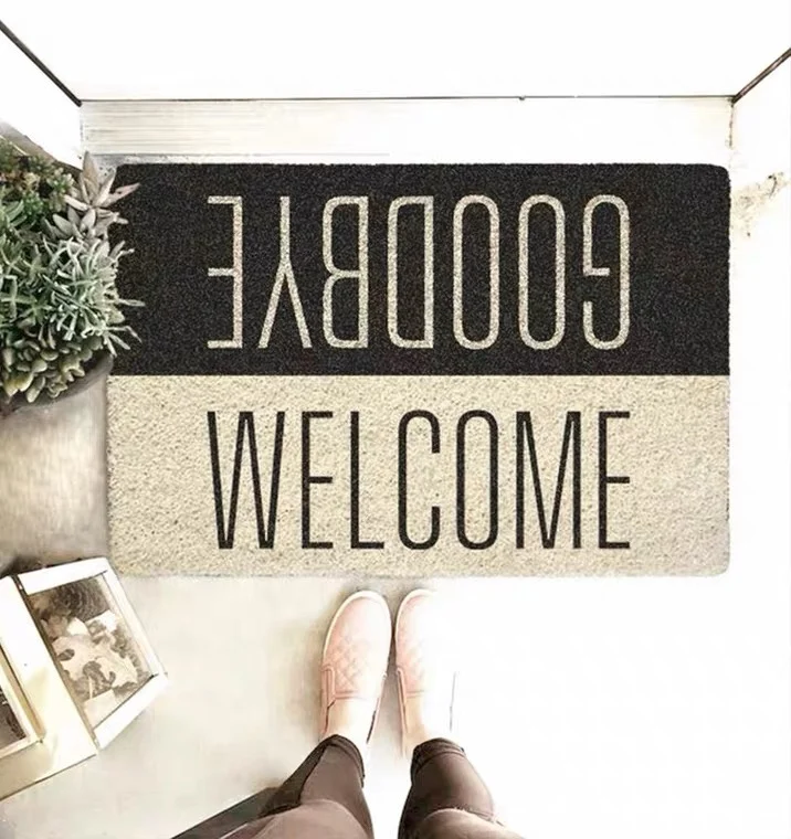 Customized Printed Welcome Door Mat Outdoor  Pvc Coco Coir Door Mat for door entrance