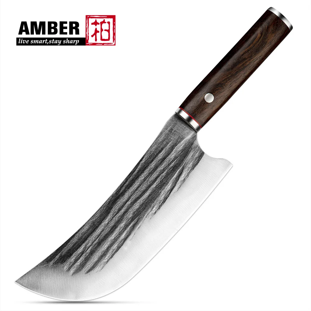 Amber Handmade Forged Full Tang Stainless Steel Boning Butcher Knife Serbian Kitchen Chef Knife