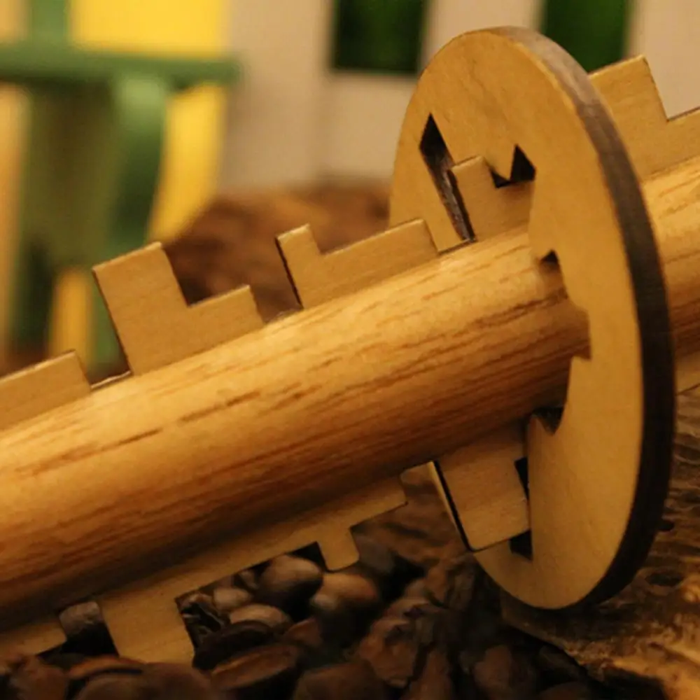children Funny kong Ming Lock Toys Wooden Toy Unlock Puzzle Key Intellectual Educational Stress Release Kids Jigsaw