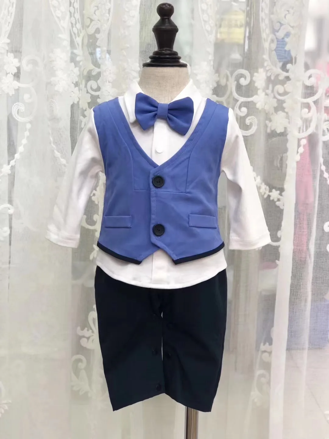 0-18M Long sleeve romper Baby Boys Jumpsuit Toddler Suit Infant Cotton Formal Outfit