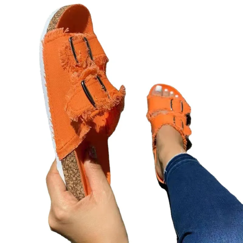 New Design Fashion Ladies Sandals Slippers Fashion Women Sandals  canvas casual half slipper women