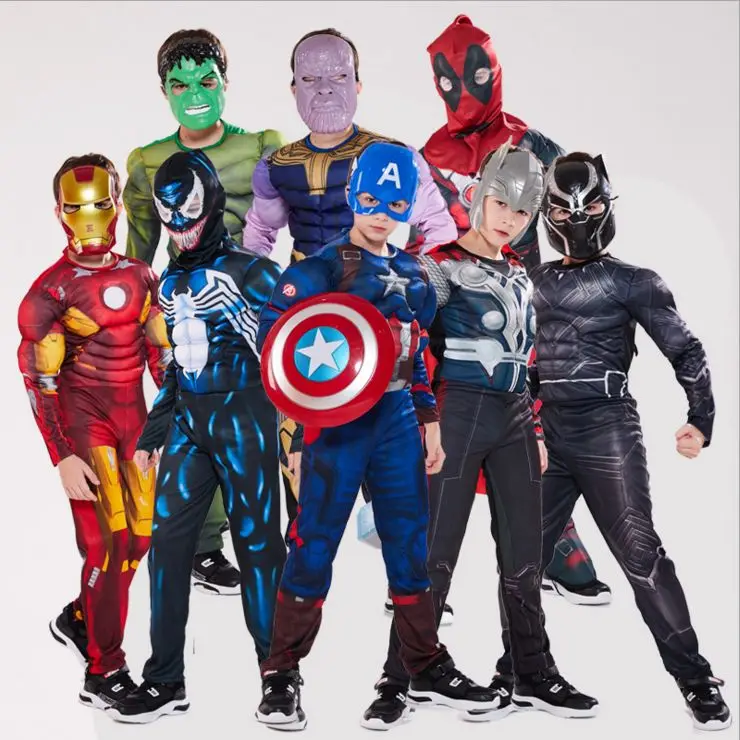 Детский костюм на Хэллоуин, одежда для костюмированных игр, костюмы для выступлений; Танцевальная одежда для детей Мышцы костюм набор