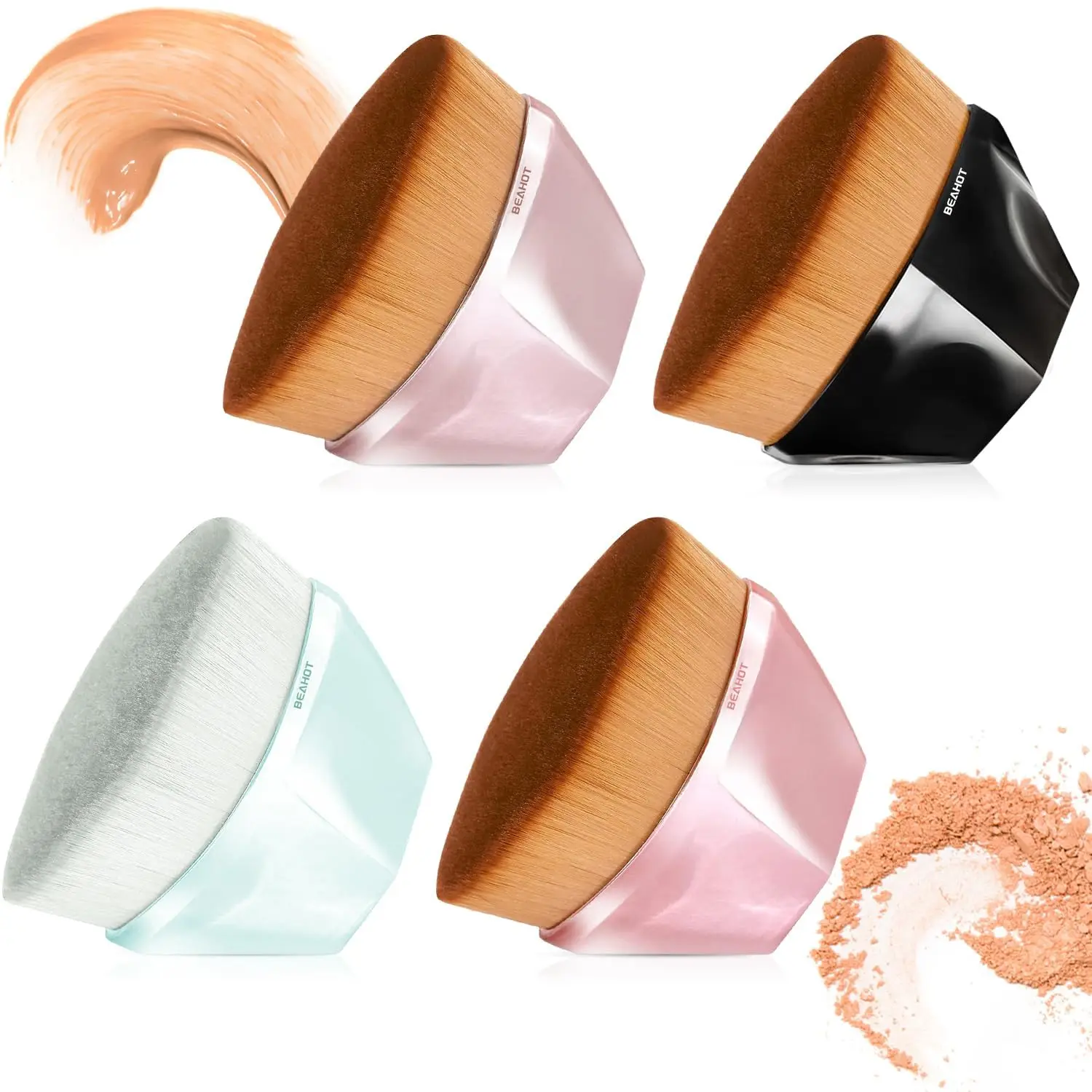 Foundation Flat Top Travel for Blending Liquid Cream or Powder Cosmetics with Protective Case Easy to Carry Make up Brush
