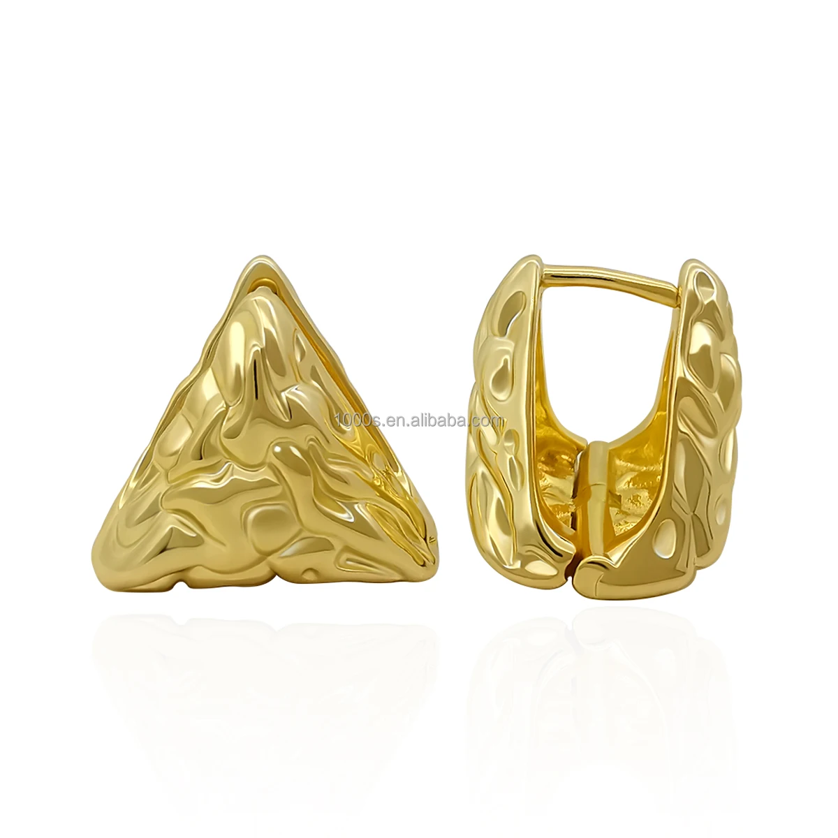 New Arrivals Brass Earrings with 18K Gold Plated Triangle Shape Popular Design Stud Earrings Customized