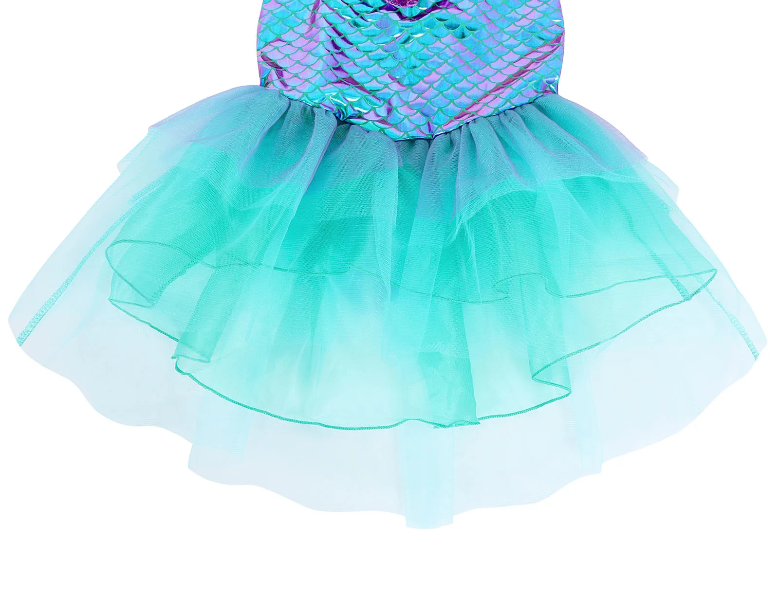 Halloween Cosplay Beautiful Fish Suit Birthday Party Little Girl Princess Mermaid Costume With Wand And Necklace