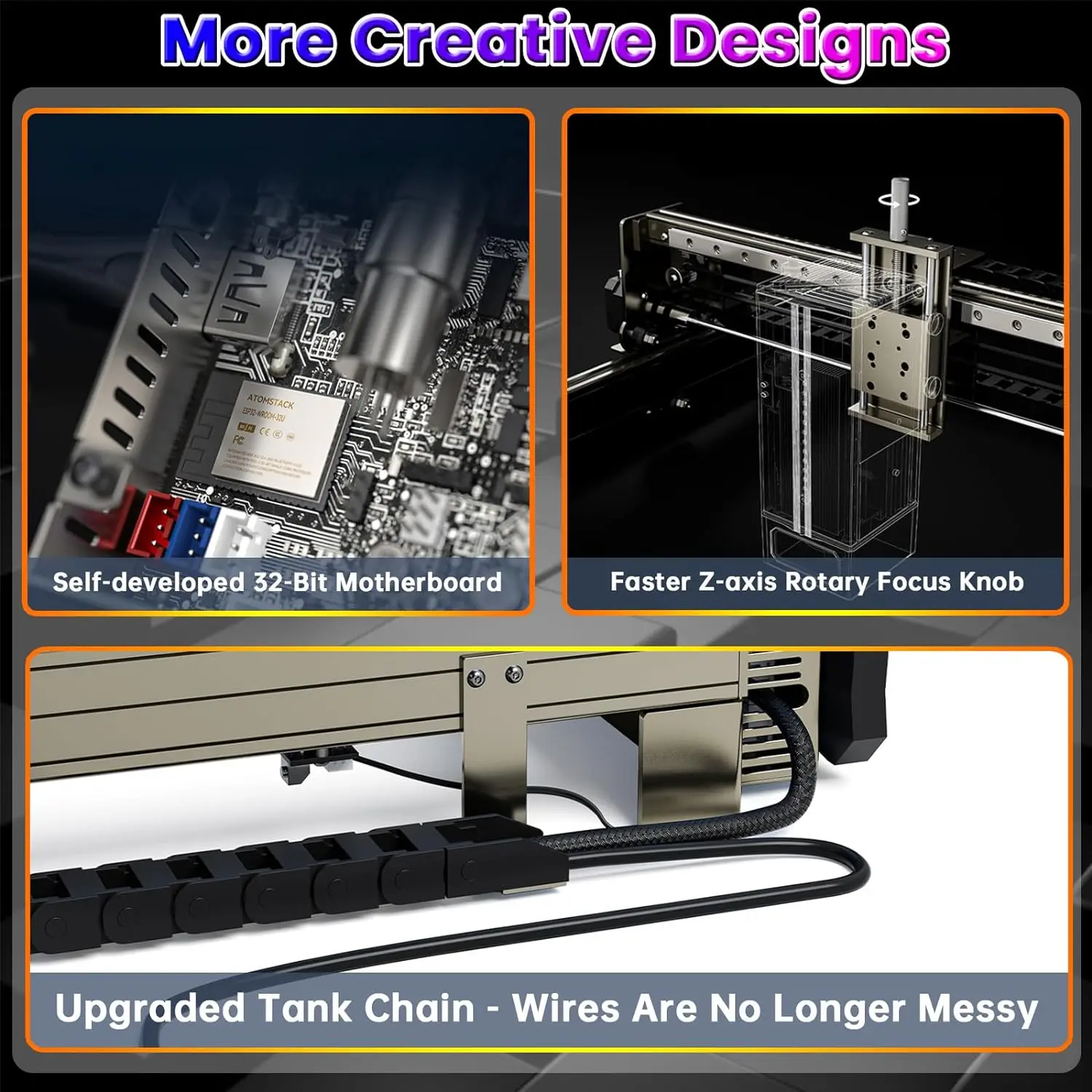 ATOMSTACK S40 A40 X40 Pro 210W Laser Engraving Machine With R3 PRO Rotary Roller and F3 Cut Plate For Carving Round Cylinder