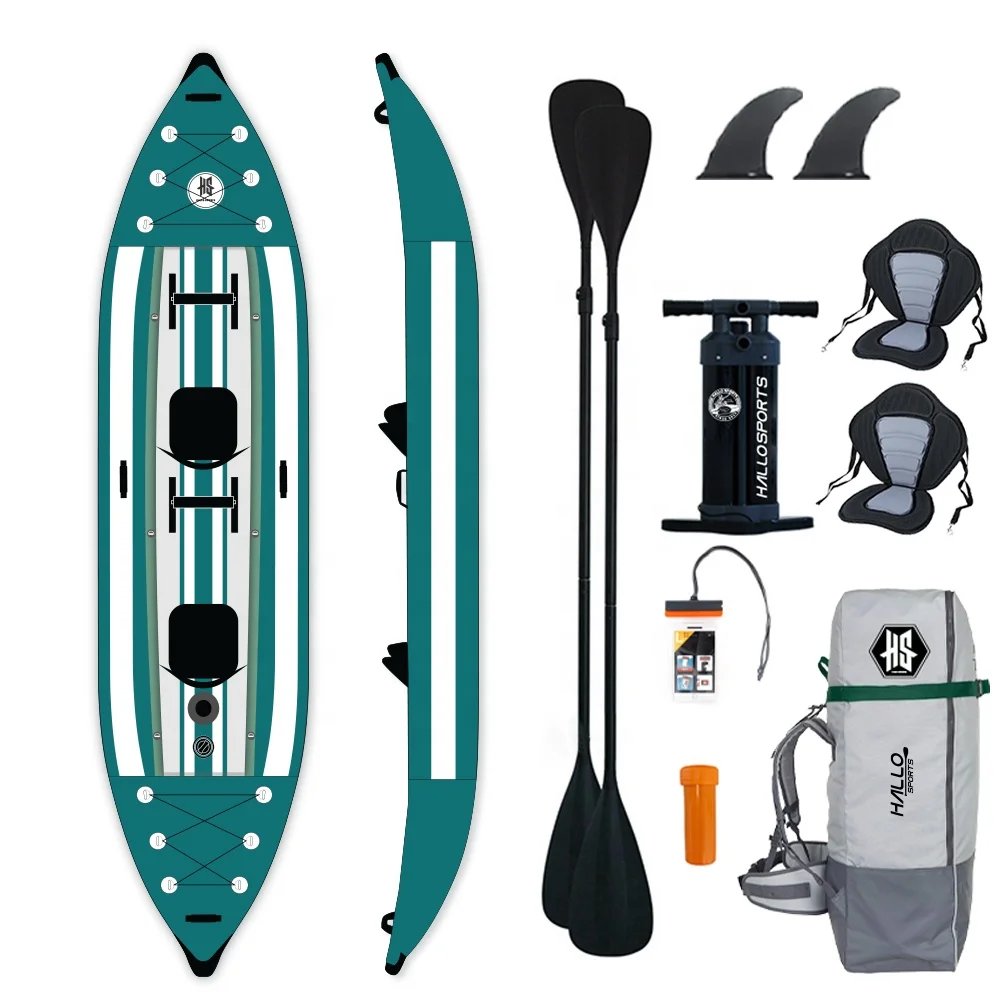 Hallosports K004 verified inflatable double canoe boat kayak