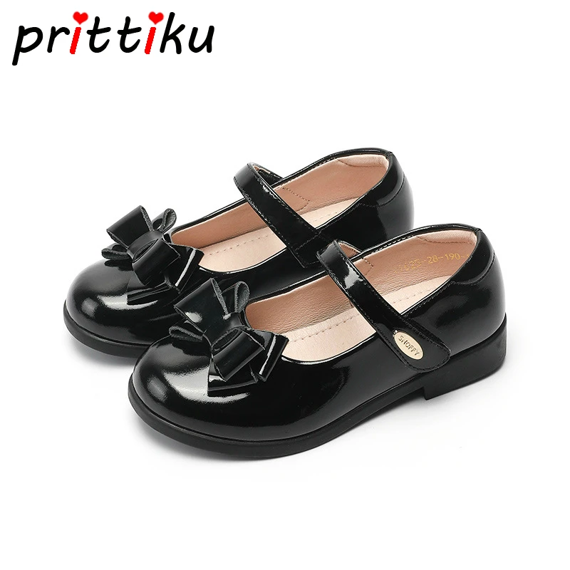 
Spring 2020 Girls Genuine Leather Flats Toddler/Little/Big Kid School Uniform Bow Mary Jane Children Show Princess Dress Shoes 