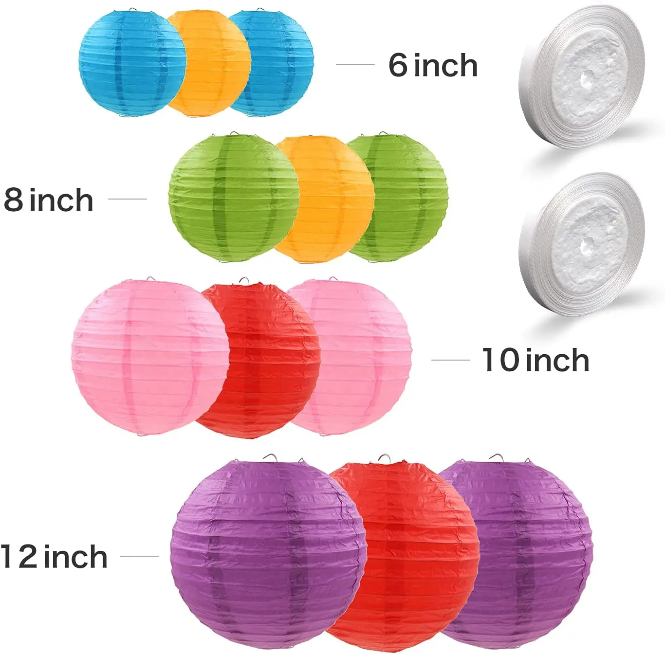 Wholesale Customized Printing Chinese Hanging Round Colorful Paper Lamp Paper Lanterns