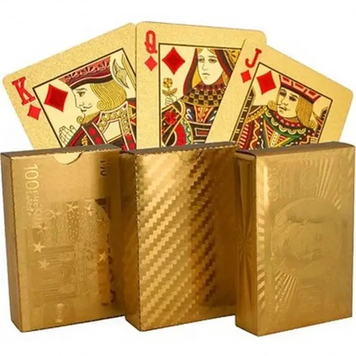 
Durable Waterproof Plastic Playing Cards Gold Foil Poker Golden Poker 24K Gold Foil Plated Playing Cards Deck Gift 