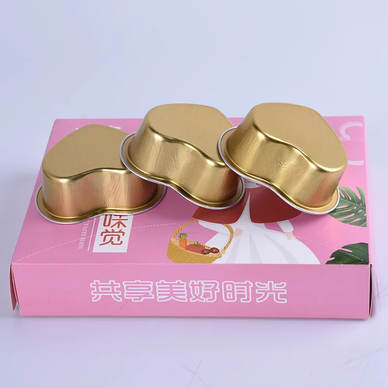 HC86 hotsales heart shape aluminum baking cup custom brand ramekin cupcake moulds