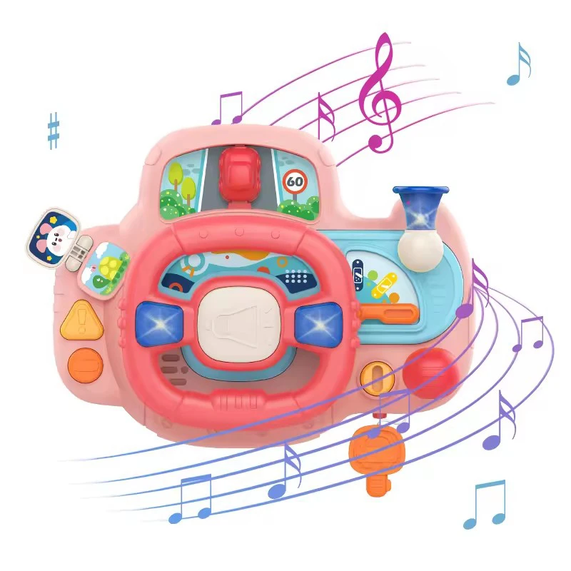 Simulation Driving Car Kids Steering Wheel Toy for Baby 18 Months Montessori Sensory Toy Car Steering Wheel with Sound Light