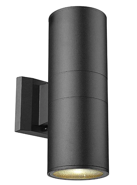 modern cylinder surface mounted gu10 led waterproof glass aluminum up and down wall lamp