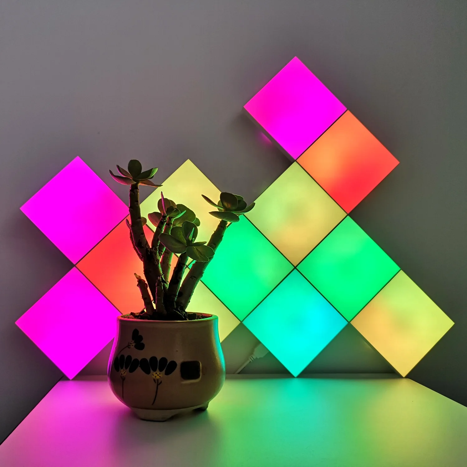 Colorful Sync Music Sound Sensitive Controlled Square Shape Cube Splicing Assembled Wall Lamp Holiday Room Decor LED Electric 70