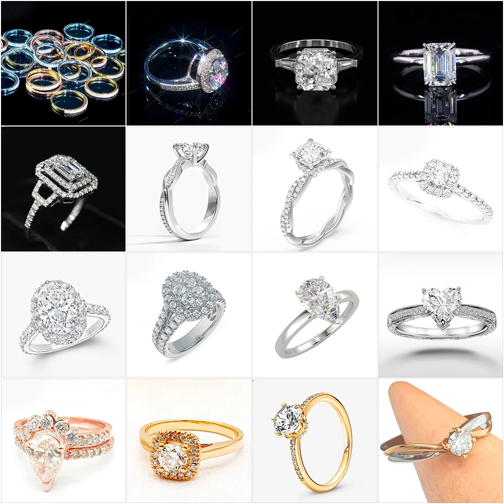 Pass Diamond Tester 10K 14K Solid Gold Moissanite Engagement Ring Wholesale Iced Out Real Gold Diamond Wedding Eternity Band