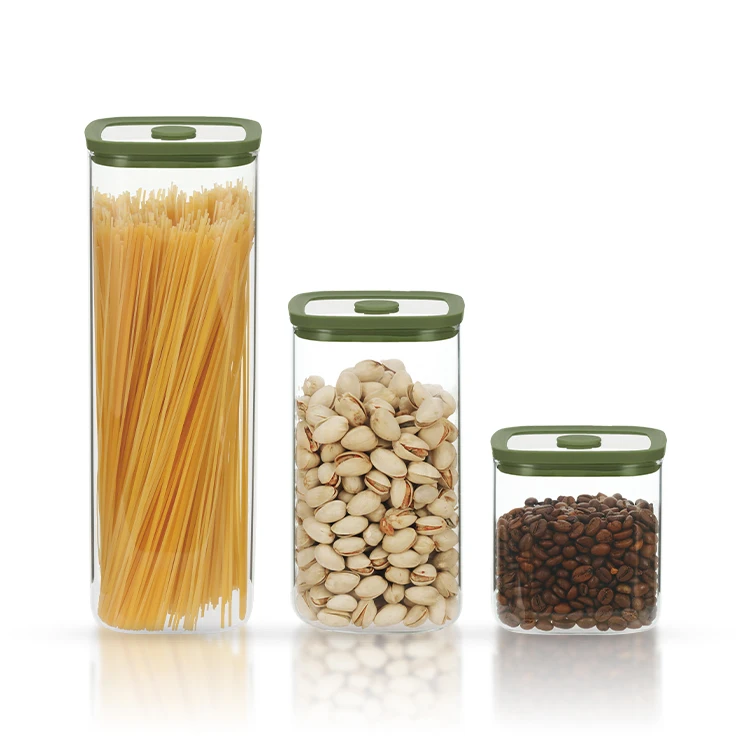 Stackable Wide Mouth Kitchen Pantry Tempered Glass Lid Borosilicate air Tight Organizer Food Storage Containers Jars Set