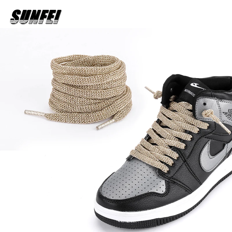 sunfei 8mm flat diamond shoe laces af1 shoe laces Custom print Shoelace Shimmery glitter shoelaces tip