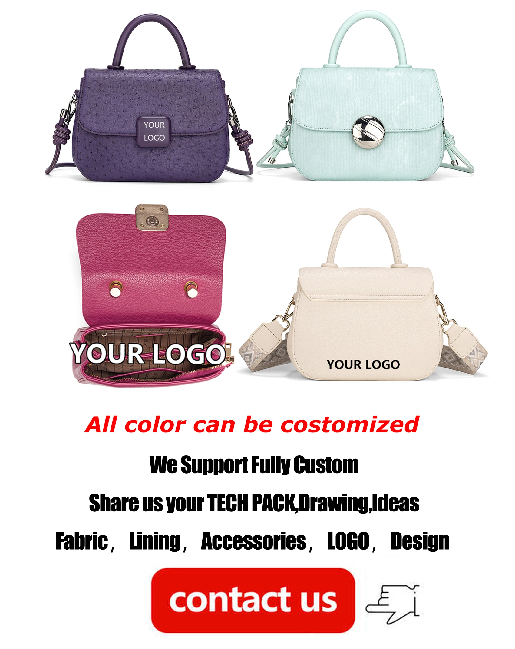 FANXI China Factory Custom Women Handbags Ostrich Pu Leather Top Handle Mini Flap Crossbody Hand Bag Luxury Designer Handbags