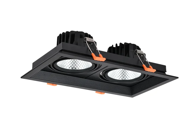 
AR90 LED Grille Lights Double Heads 20W LED Recessed Mounted Grille Spot Light COB LED Beans Gall Lights 