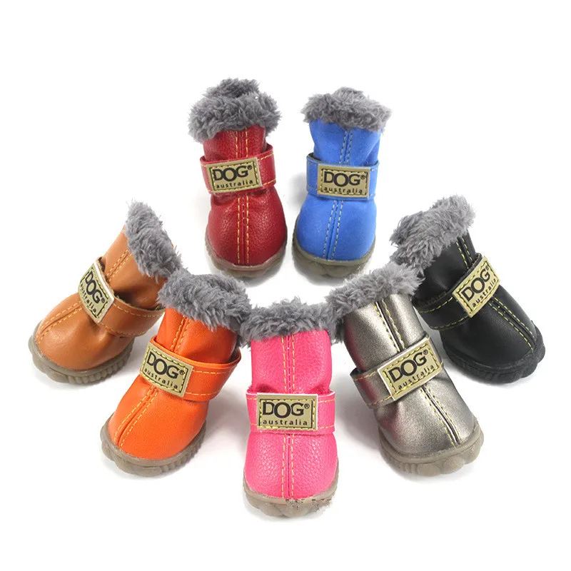 PU Leather Nonslip Pet Booties Winter Snow Dog Shoes Wholesale for Teacup Chihuahua Yorkie