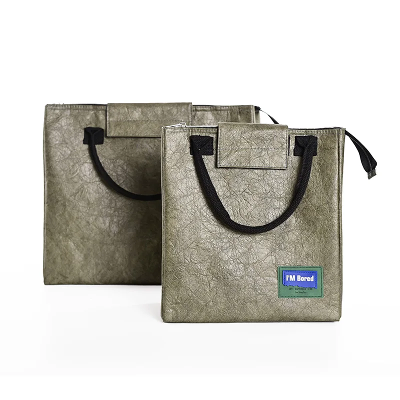 New Product Thermal Insulated Grocery Cool Carry Hard Small Blackish Green tyvek paper Cooler Lunch Bag