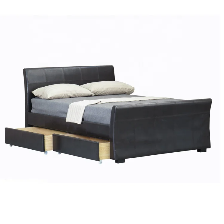 
Factory Price Modern Leather Fabric Bed Upholstered Storage Platform Bed with drawer 