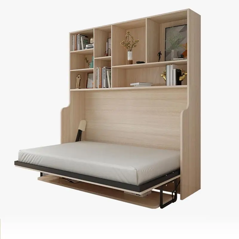 Horizontal Fold-out Space Saving Piano Study Wall Murphy Bed With Storage Cabinet Invisible Hidden Beds Desk