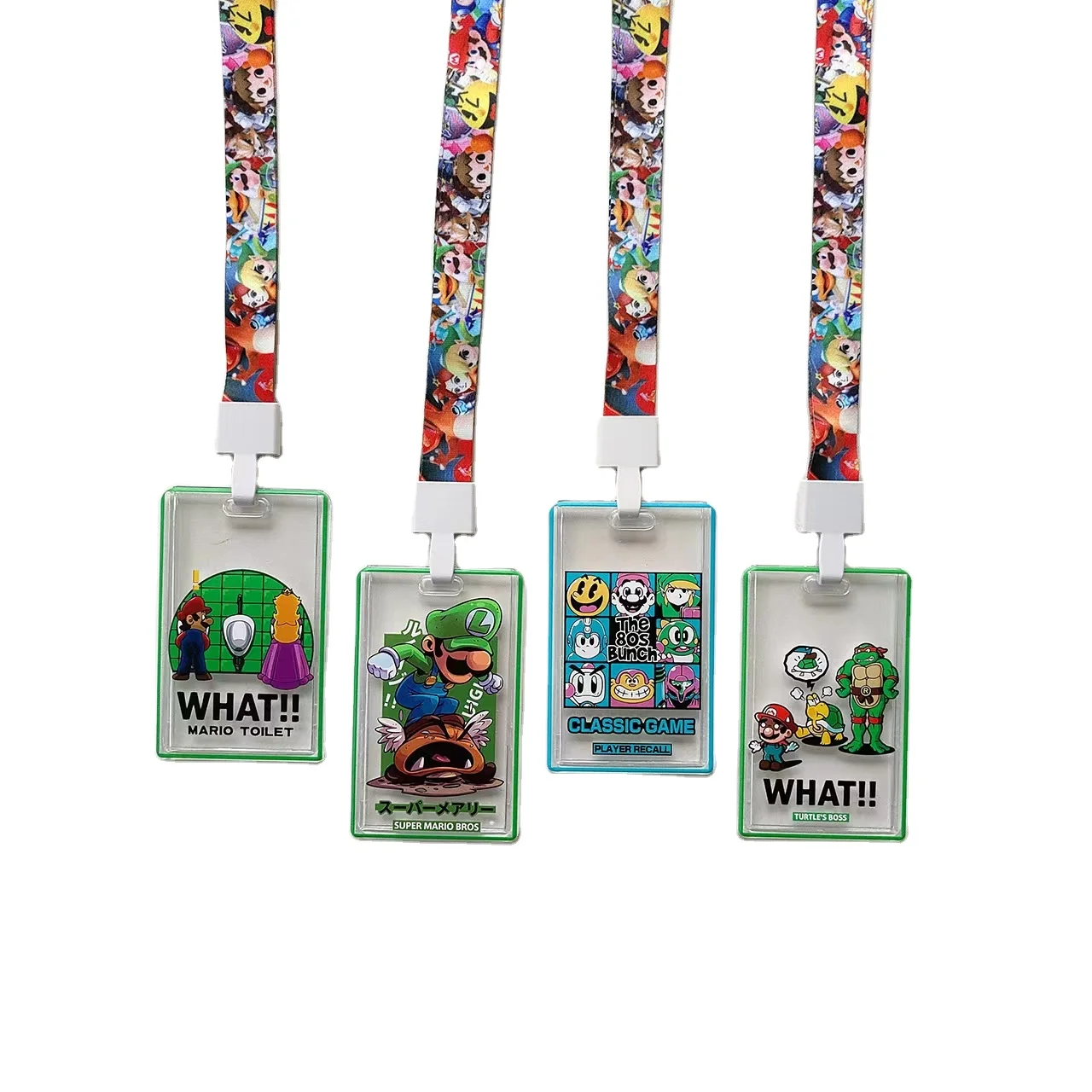 Transparent Cute Cartoon Marios Card Holder Retractable Badge Case Wallet ID Key Ring Keychain for Boys Girls Men Women