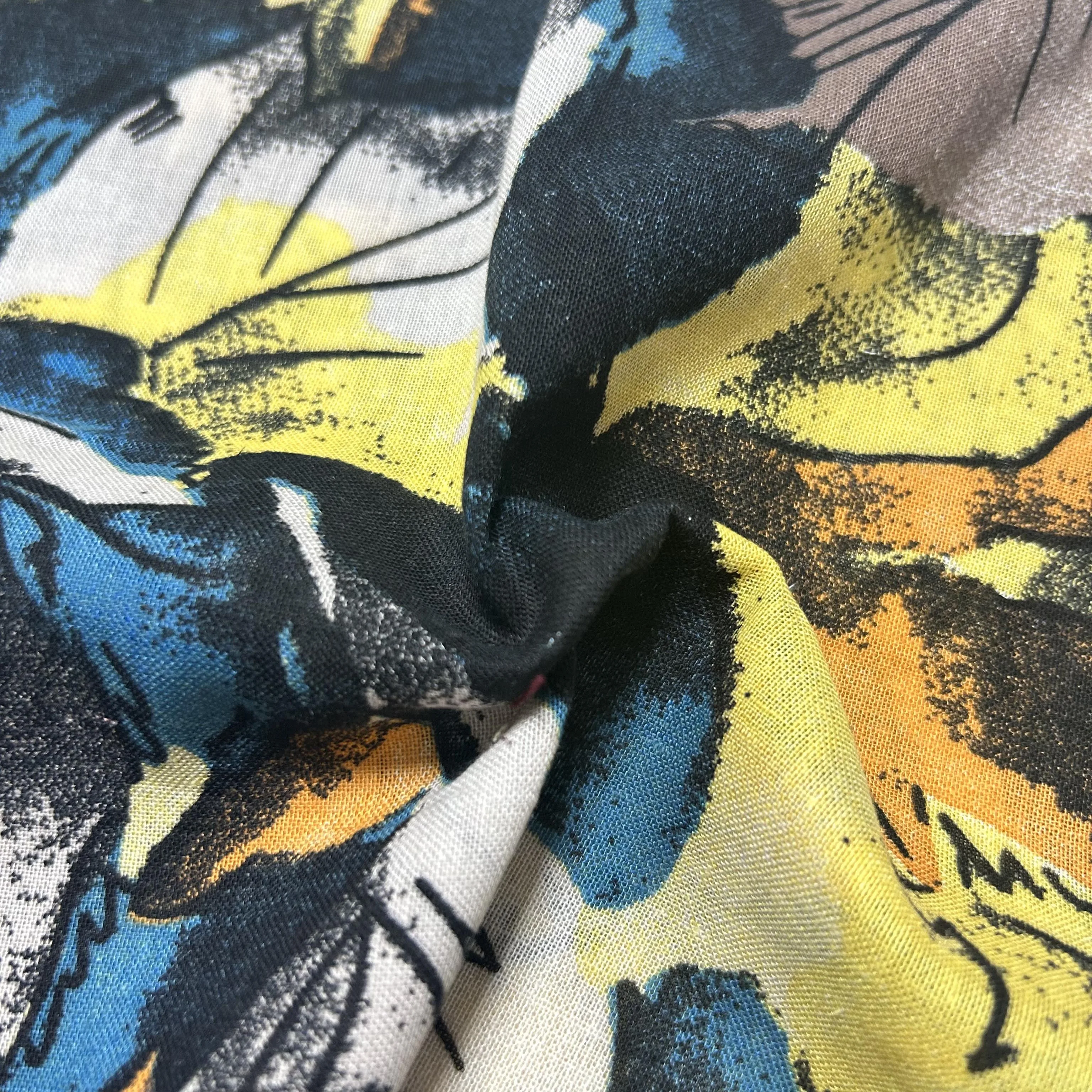 High quality soft feeling Muti-colored Italian design  ramie cotton print fabric for lady clothing