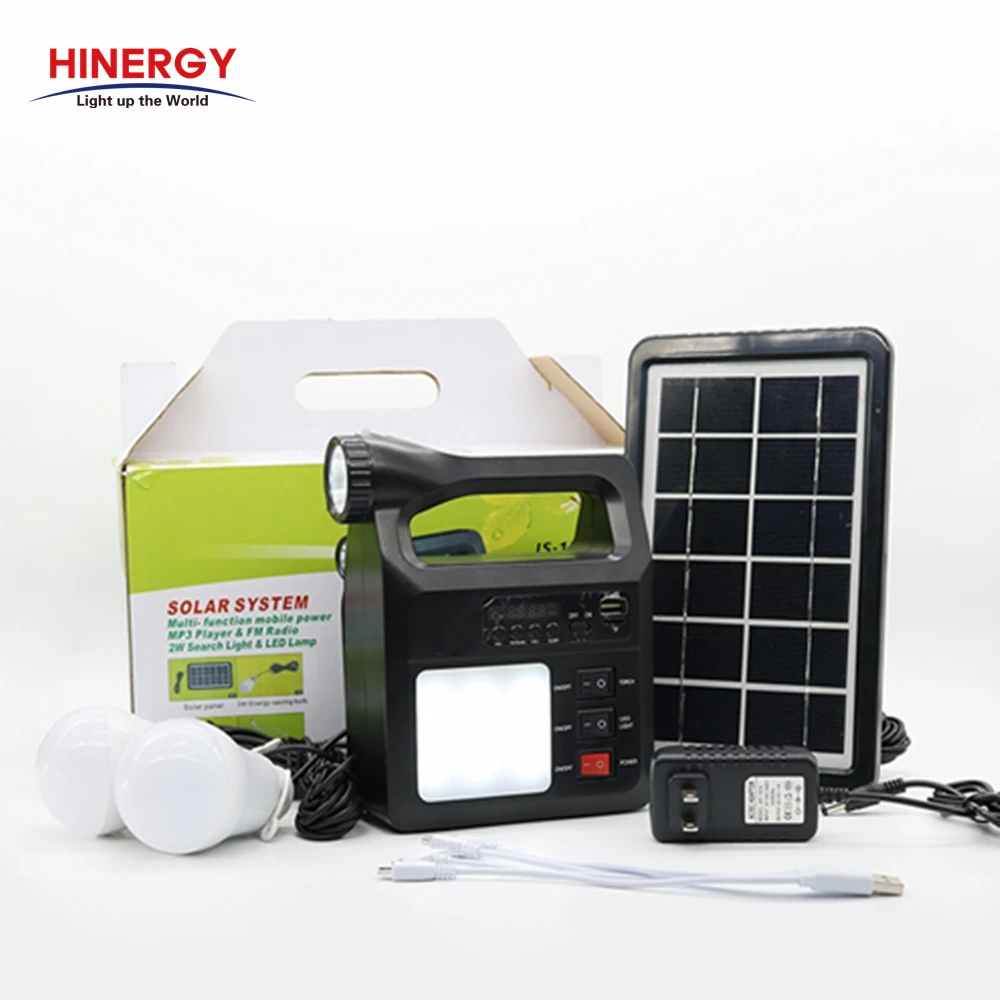 Emergency Mini Portable Solar Power Energy Home Lighting System with Charger Radio MP3 Player Blue tooth