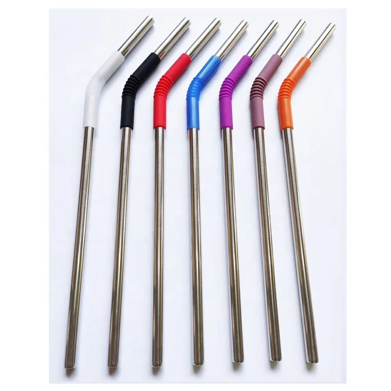 Wholesale  custom size stainless steel bubble tea metal straw  20mm  metal straw set with cleaning brush