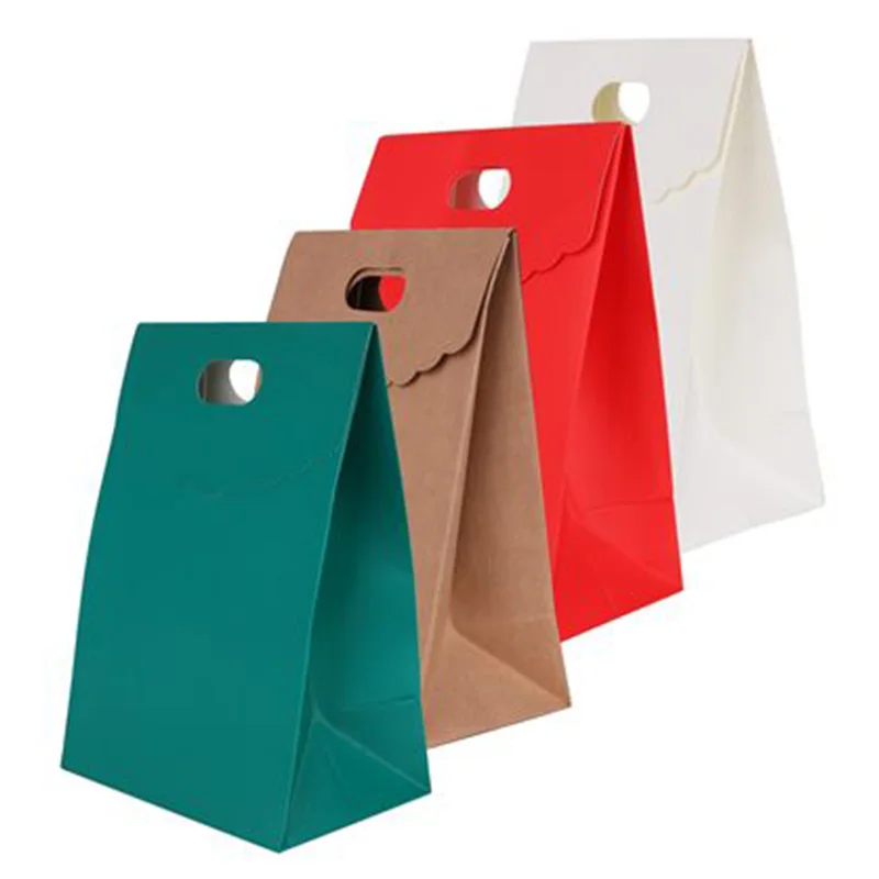 Personalized Custom Kraft Square Bottom Flap Paper Gift Bags With Handles Bulk