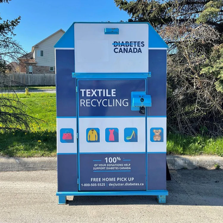 Blue Outdoor Park And Street Clothes Recycling Donation Bin Clothing Recycle Metal Recycling Metal Donation Boxes