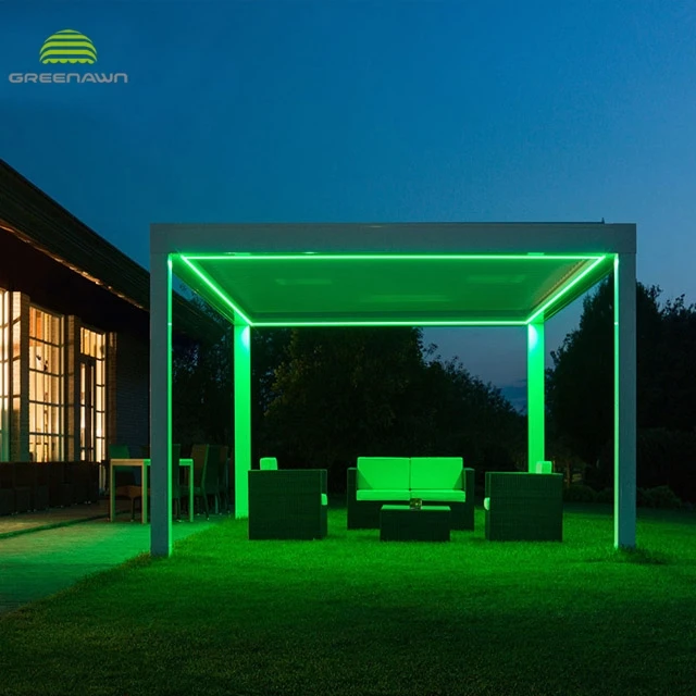 
Modern Design Outdoor Villa Pergola Waterproof Anti-UV Garden pergola with led light 
