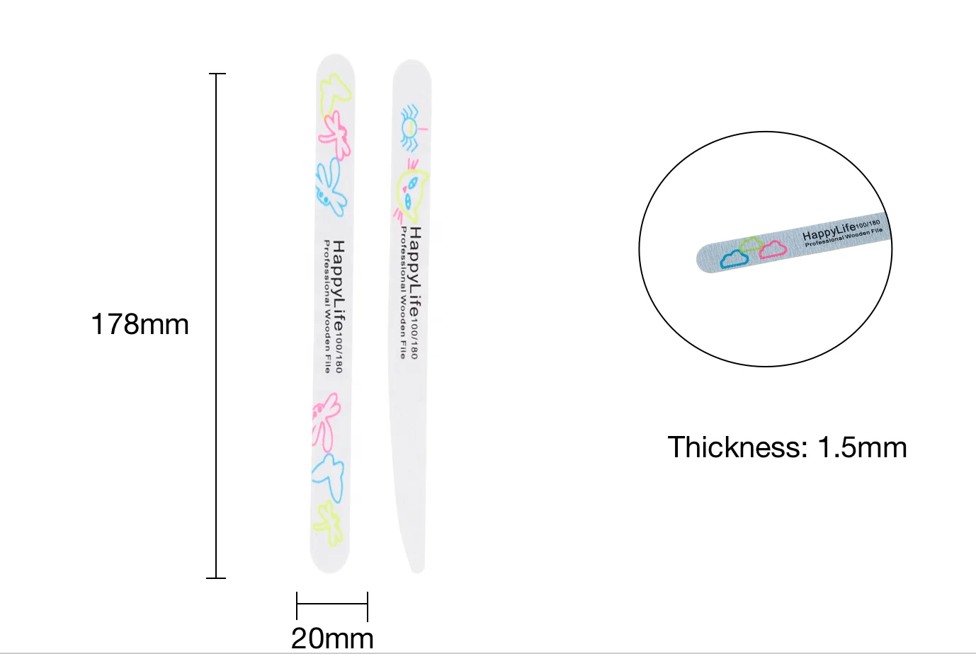 Professional Factory Disposable Zebra Beauty Salon Manicure Products Finger Luminous Nail File