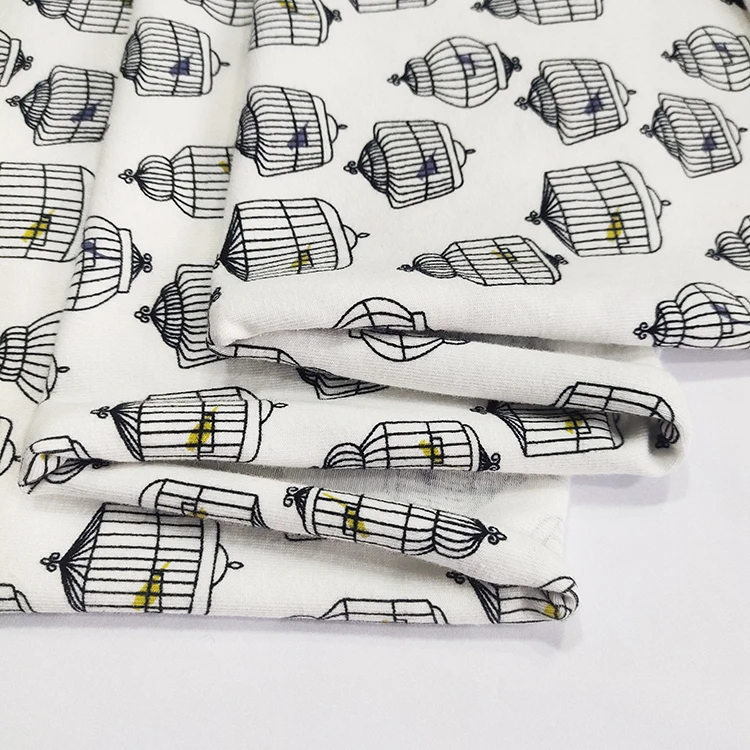
Printed single jersey fabric cotton spandex jersey 95% cotton 5% spandex organic cotton jersey fabric knit for babies 