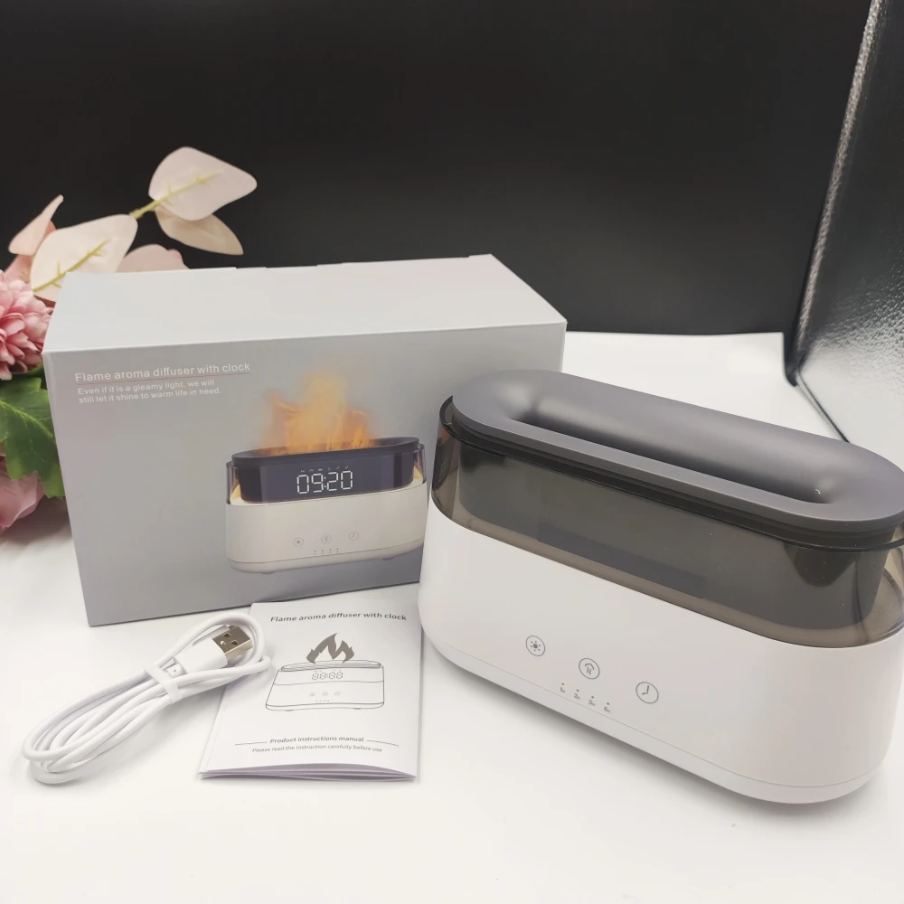 180ml Smart Flame Diffuser For Home,Essential Oil Diffuser With 3d Flame Light Aromatherapy Fire Diffuser Humidifier