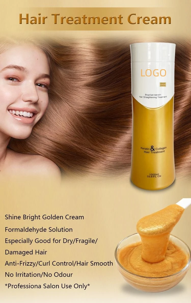 Maxi Bio Gold Protein Hair Straightening Smoothing Cream Brazil Keratin Treatment Hair Repair 1L