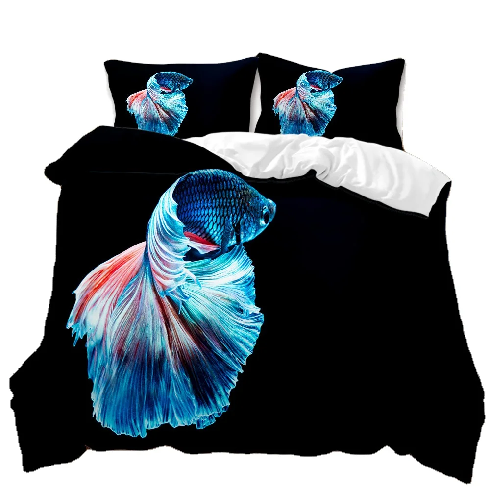 3D printed nature hemp Sea Fish Ocean Printed 3pcs Microfiber 3d Duvet Cover Set