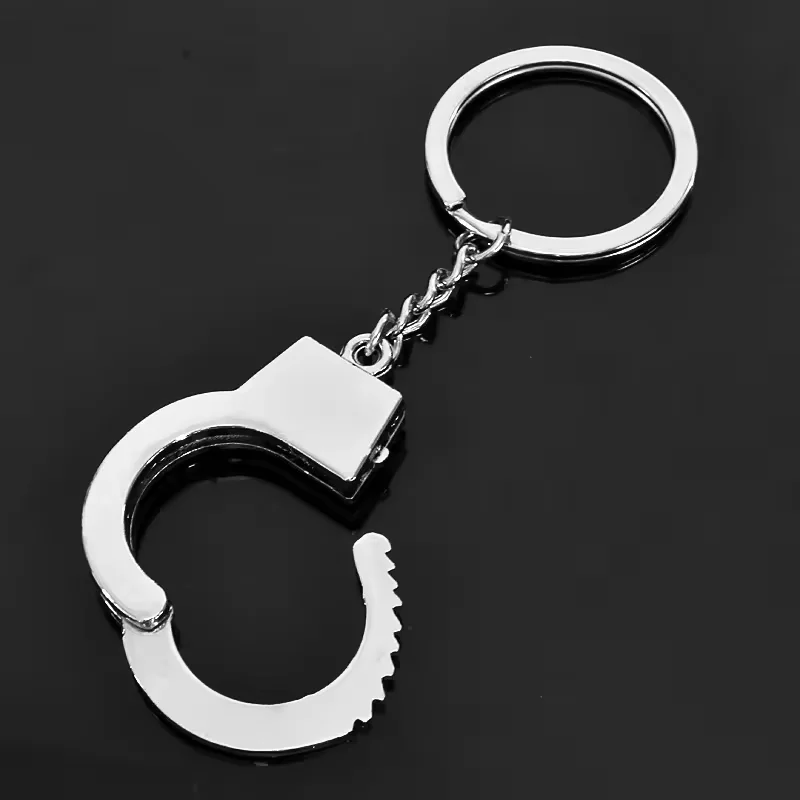 New Style Metal Handcuff Shaped Key Chain Barrel Plating Zinc Alloy Mini Simulated Handcuffs Keychain