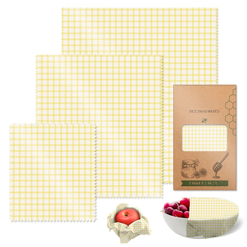 Honeybee reusable beeswax food wrap BSCI Factory  Best-sellers Food grade Beeswax Food Wraps instead of plastic wrap