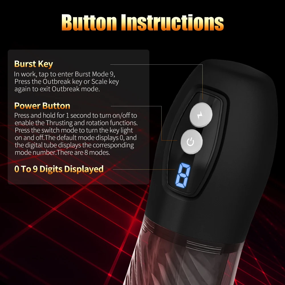 black cheetah powerful 9 modes Thrusting 9 modes Rotating man masturbation cup masturbating device with led display