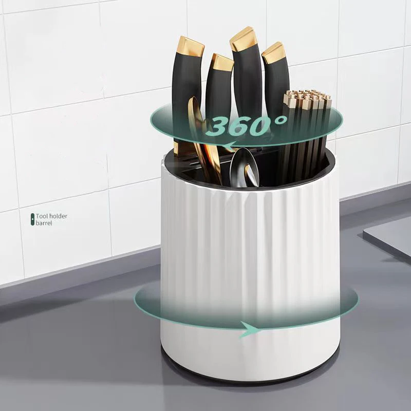 Kitchen Cutlery Storage Rack 360 Degree Rotating Silverware Cutlery Organizer Cutlery Holders With Removable Divider