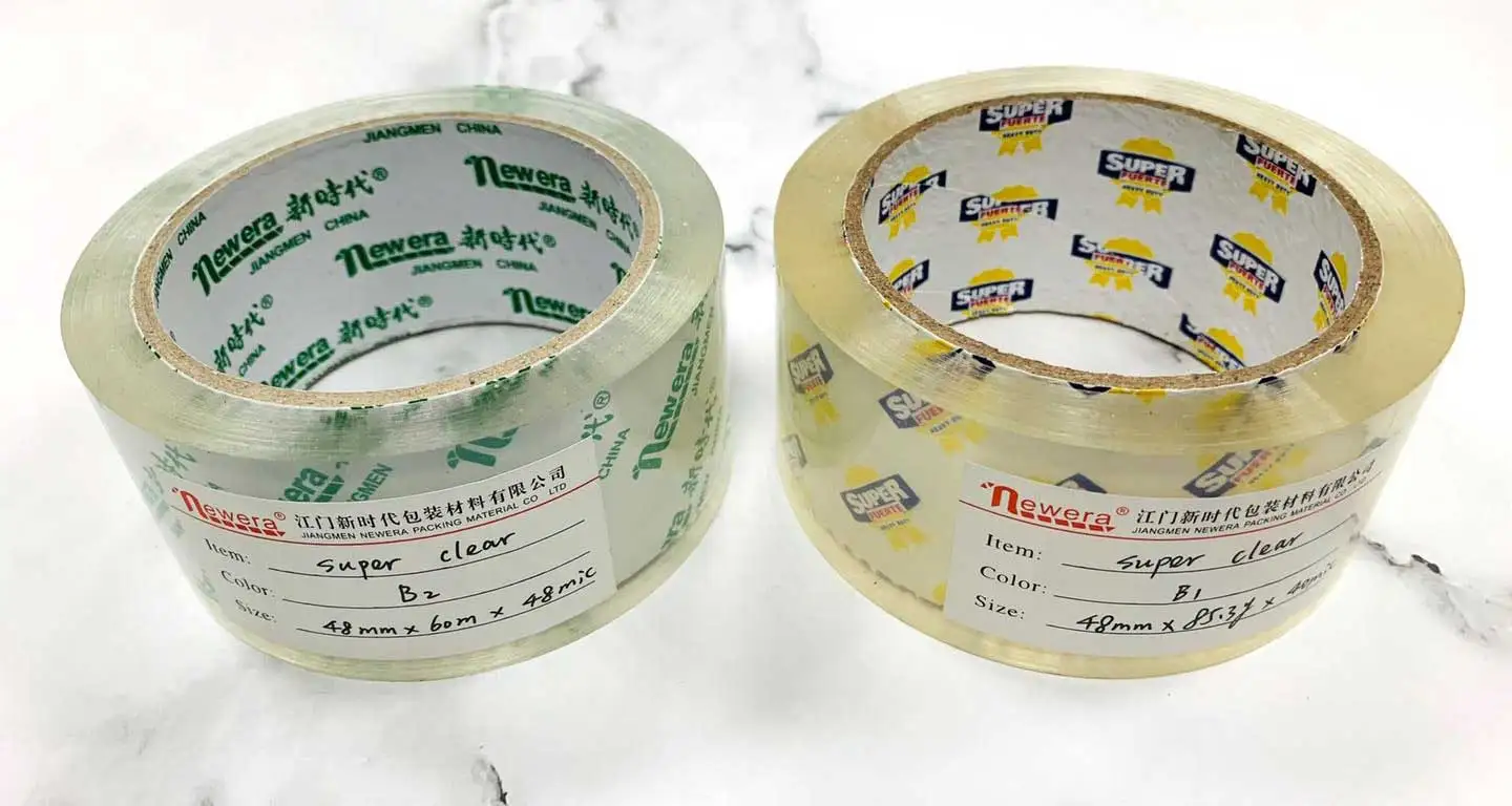 Bopp Crystal Supper Clear No Bubble Tape Roll Plastic Film Custom Logo Transparent Self Adhesive Packing Tape
