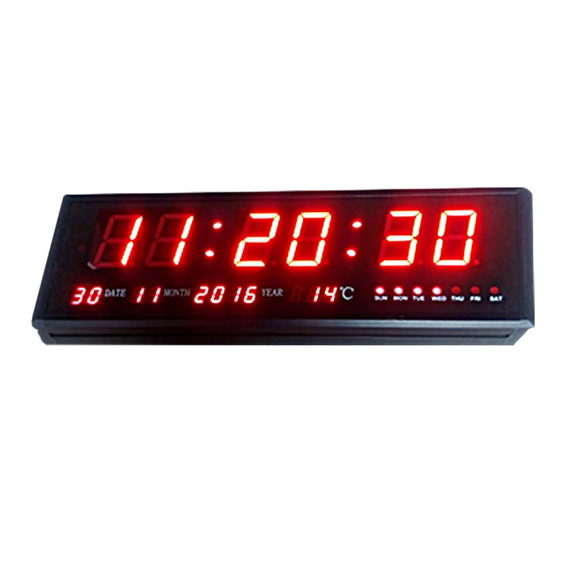 High quality red 3-inch 6-digit led wall led clock timer clock time date week temperature clock timer