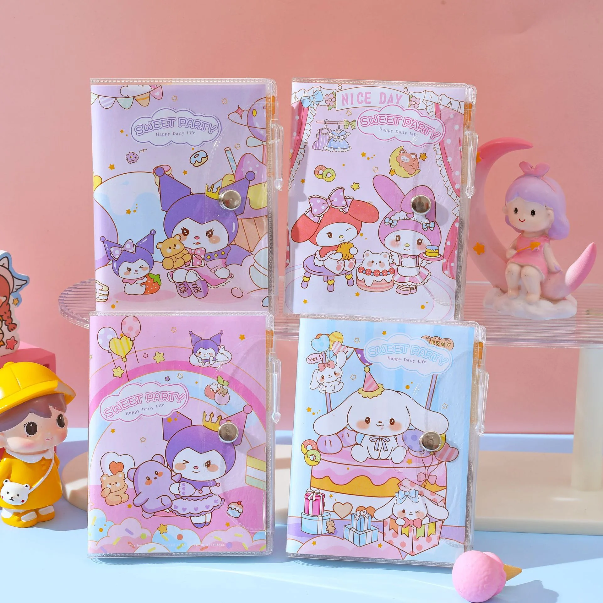 64K-7710 Depai New High Appearance Notebook Crystal Gel Cover Snap Button Cartoon Trend Pocket Handy Account Diary Wholesale