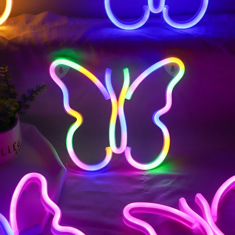 LED neon light butterfly shaped night light creative bedroom decoration light